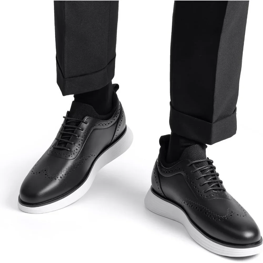 Men's Black Leather Classic Business Formal Casual Wingtip Dress Oxford Shoes